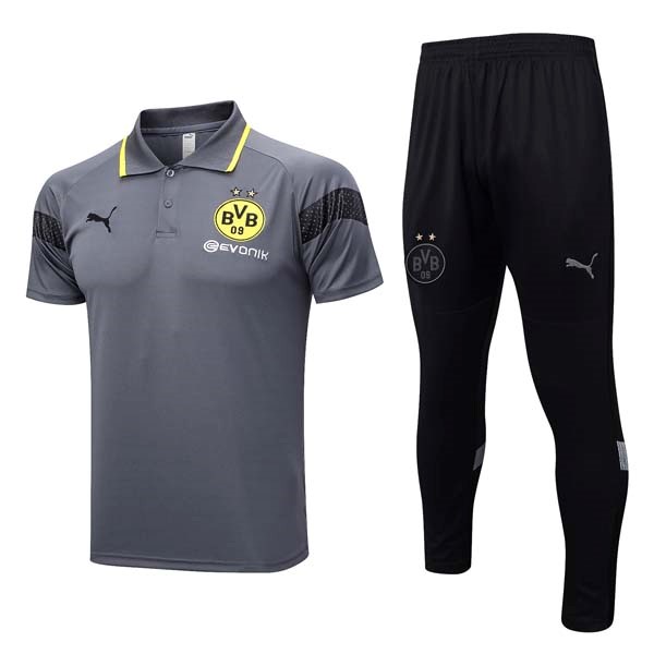 Polo Borussia Dortmund Conjunto Completo 2023-2024 Gris Negro